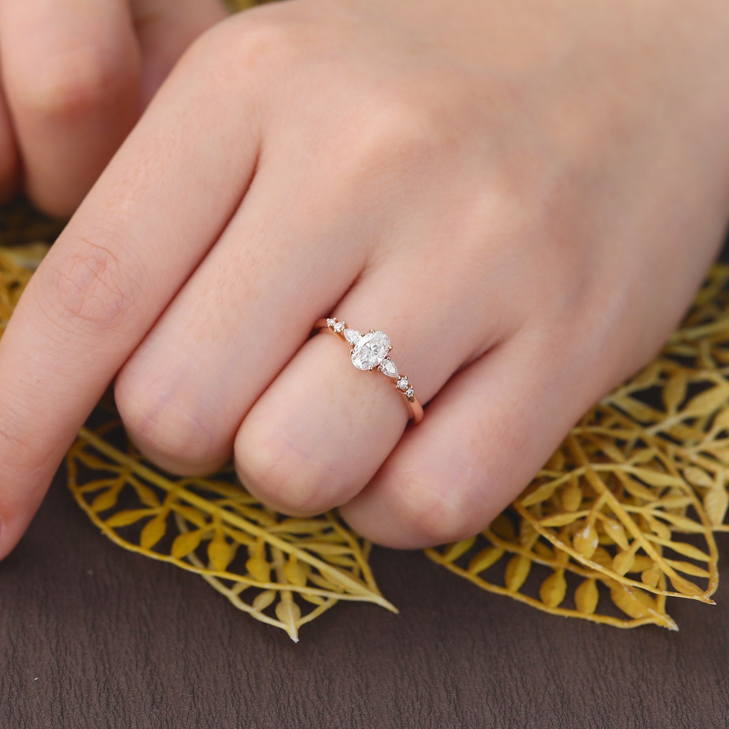 0.55ct Oval cut Lab grown diamond rose gold engagement Ring.