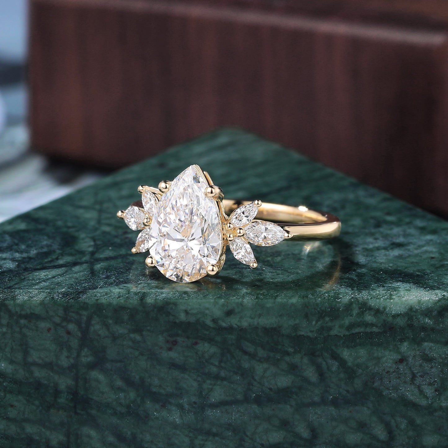 1.5CT Pear shape Lab grown diamond rose gold engagement Ring.