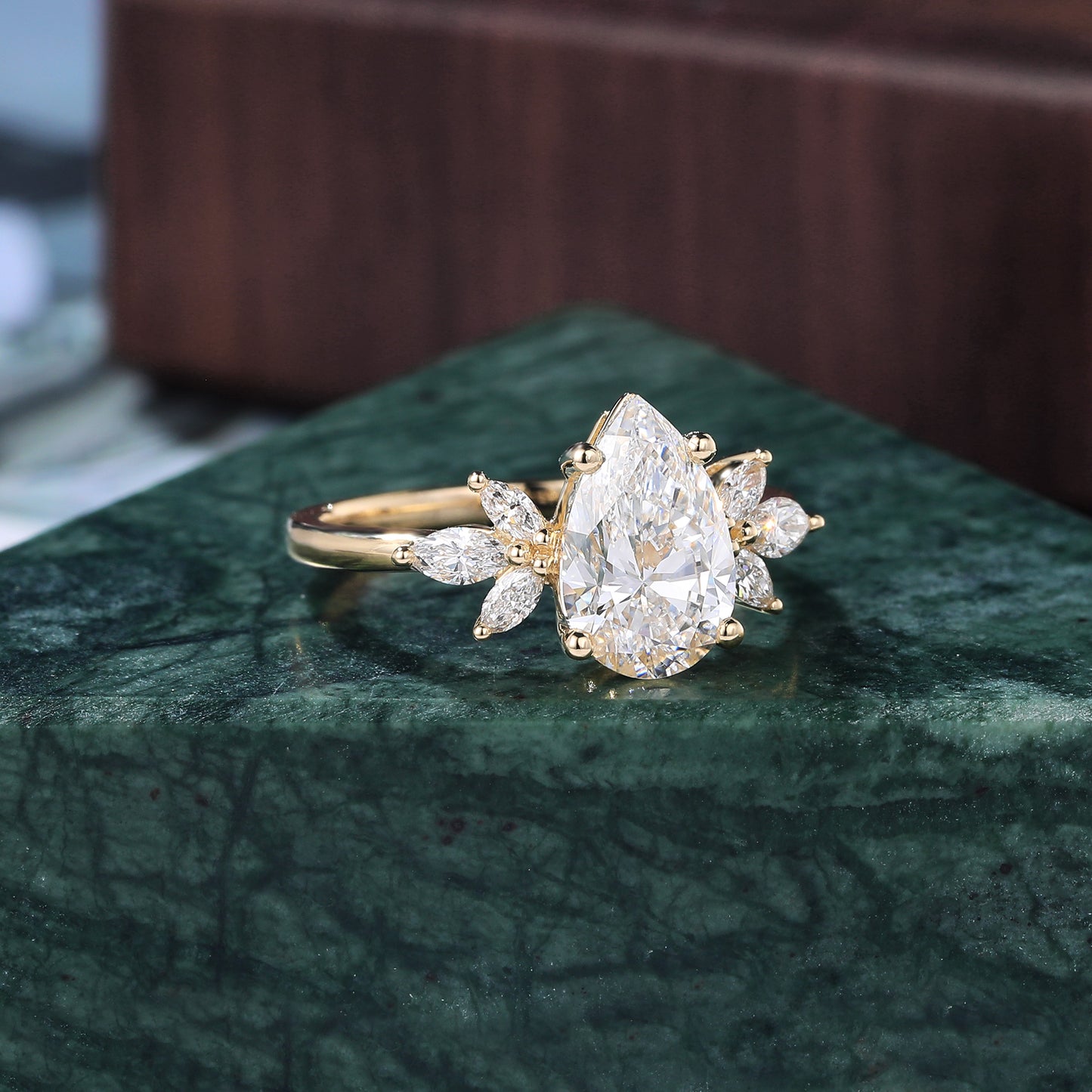 1.5CT Pear shape Lab grown diamond rose gold engagement Ring.