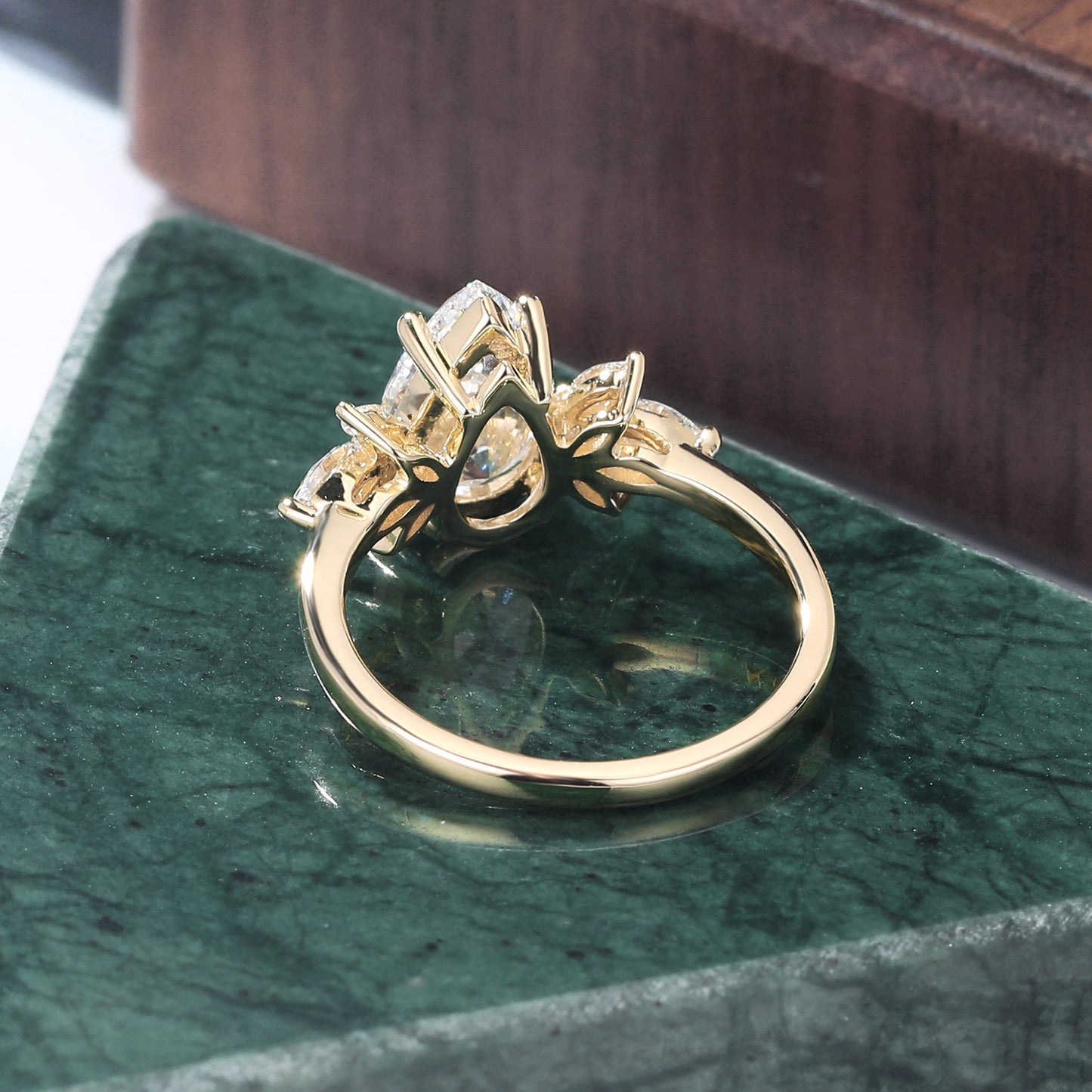 1.5CT Pear shape Lab grown diamond rose gold engagement Ring.