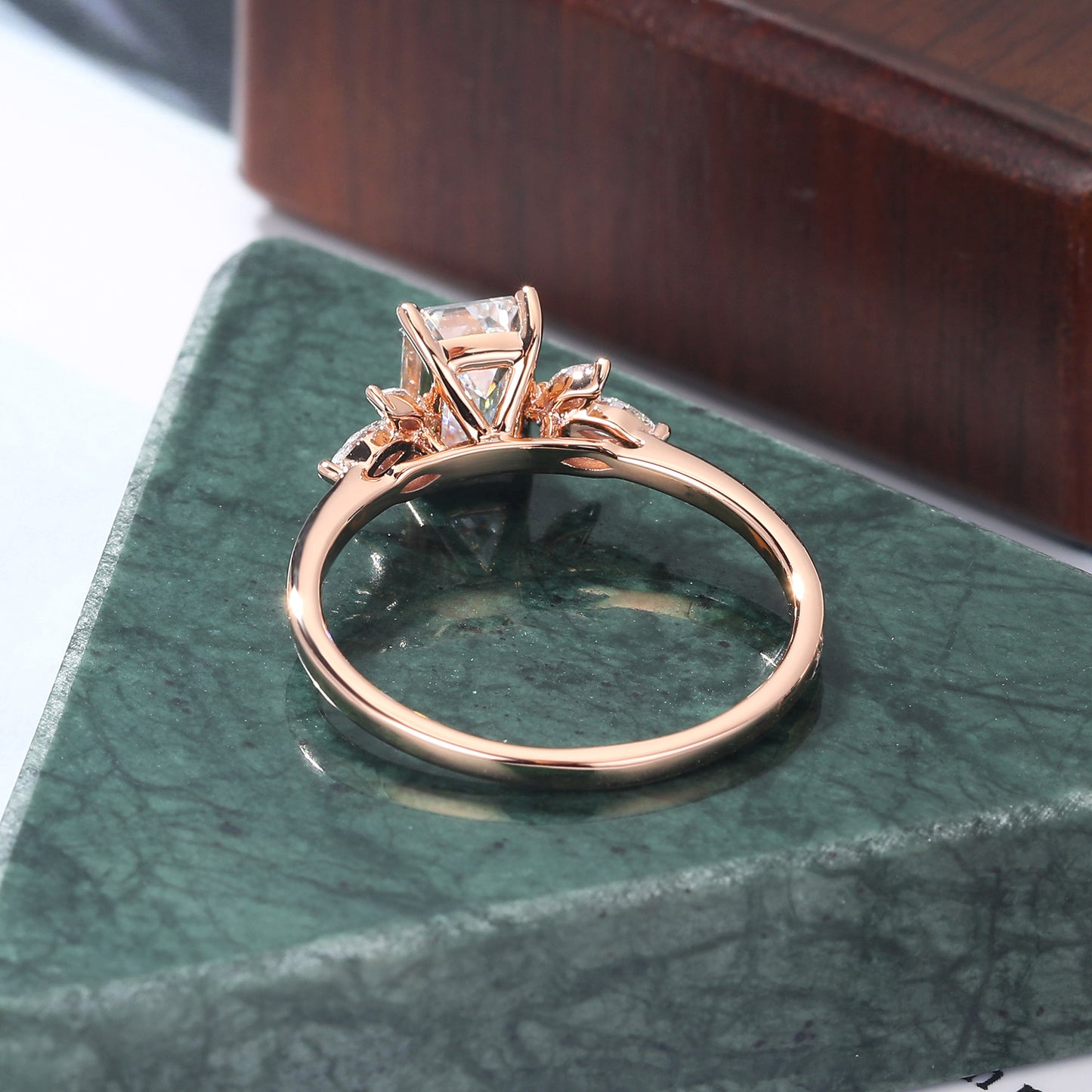 1.7ct Emerald cut Lab grown diamond rose gold engagement Ring.