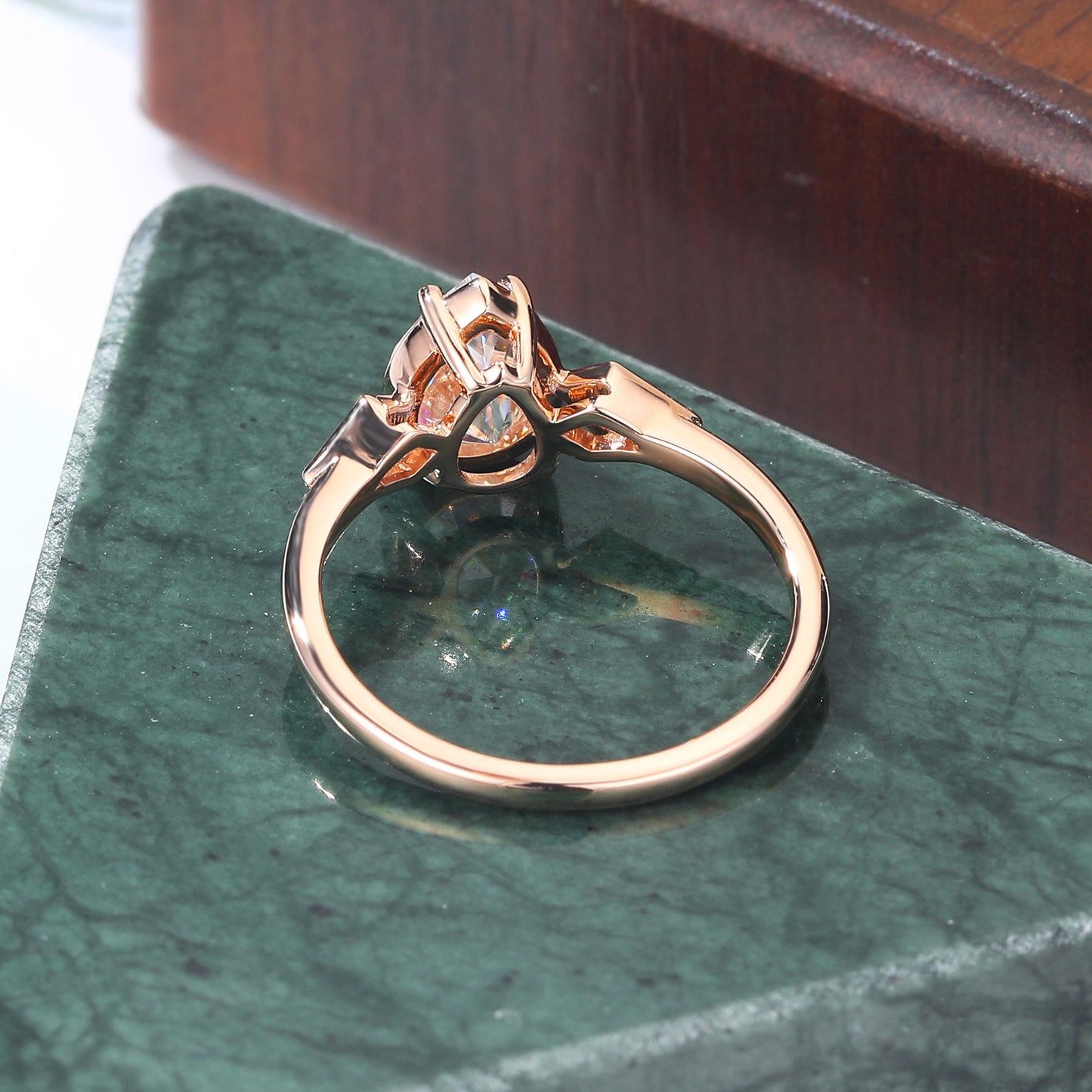 Pear shape moissanite rose gold engagement Ring.