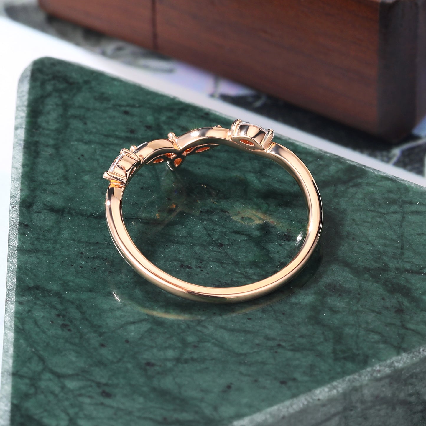 Pear shape moissanite wedding band.10k/14k/18k/s925 rose gold white gold yellow gold bridal ring.