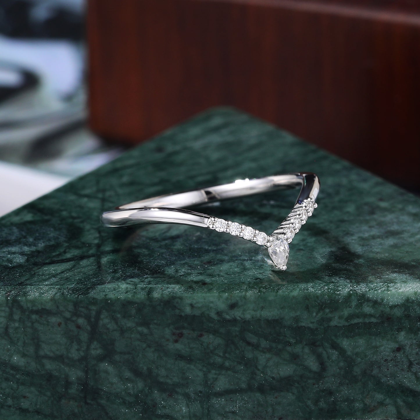 Curved white gold Lab grown Diamond wedding band. Curved S925/10k/14k/18k , rose /white /yellow gold ring.