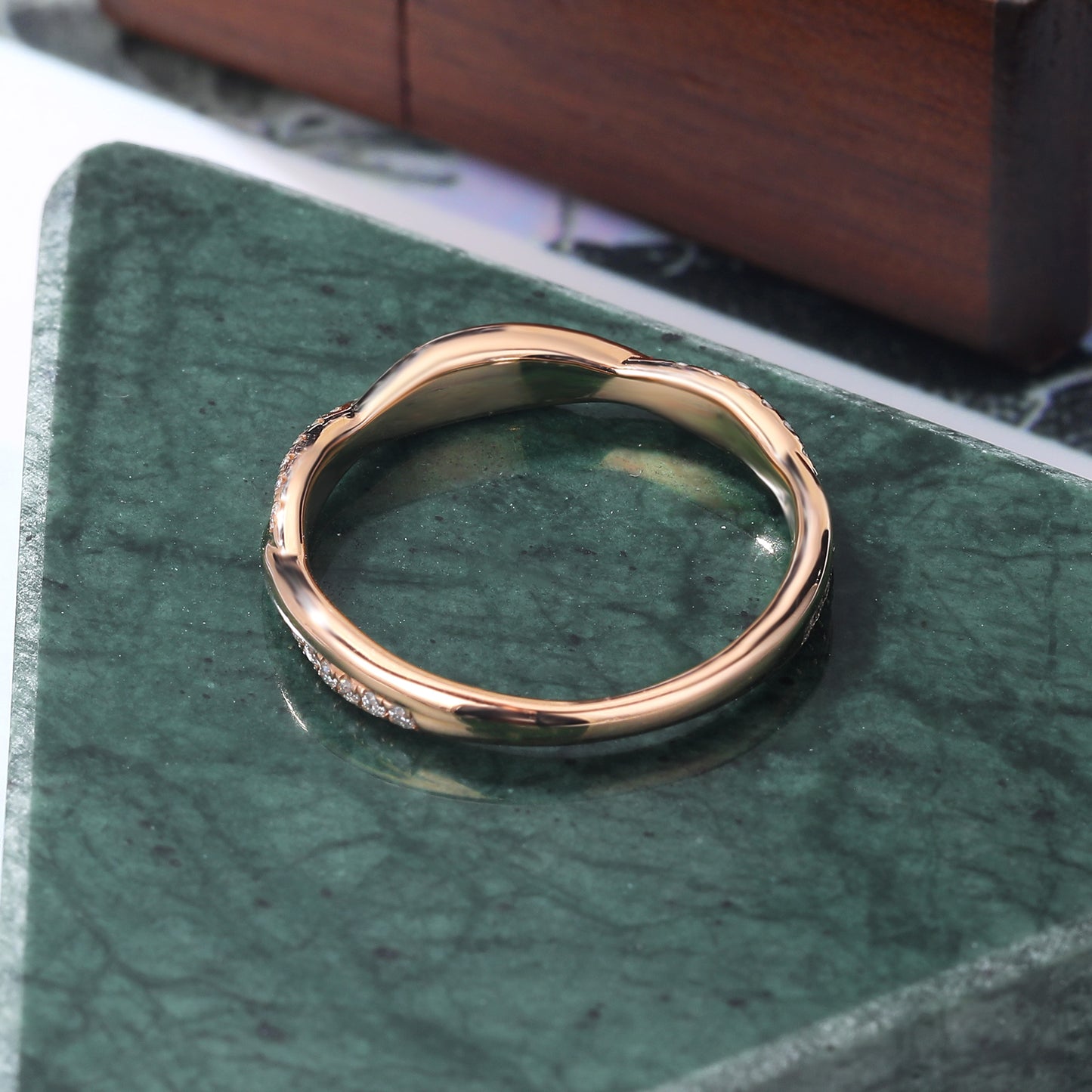 Round natural diamond wedding band. 10k/14k/18k /925silver, rose gold/white gold/yellow gold ring.