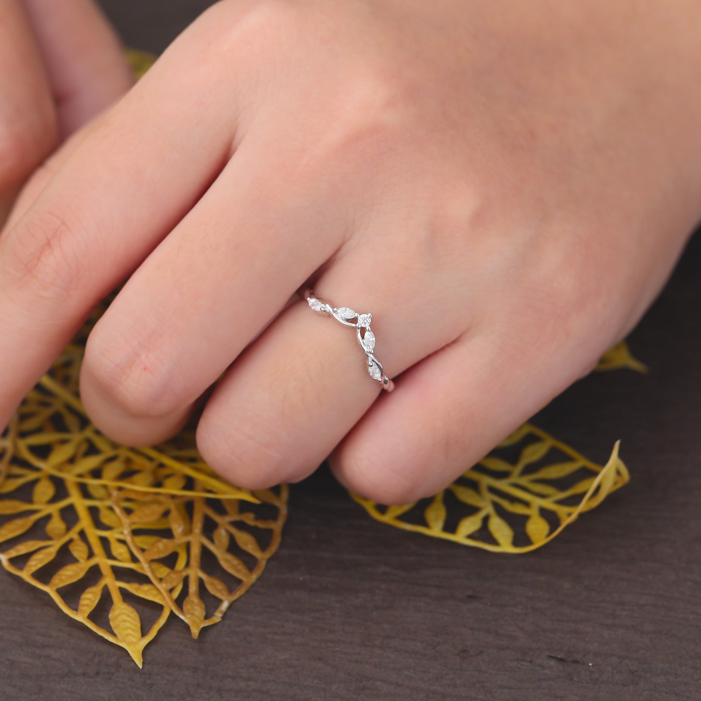 Art deco moissanite wedding band unique rose gold yellow gold white gold wedding band prong set anniversary promise bridal ring S925/10k/14k/18k