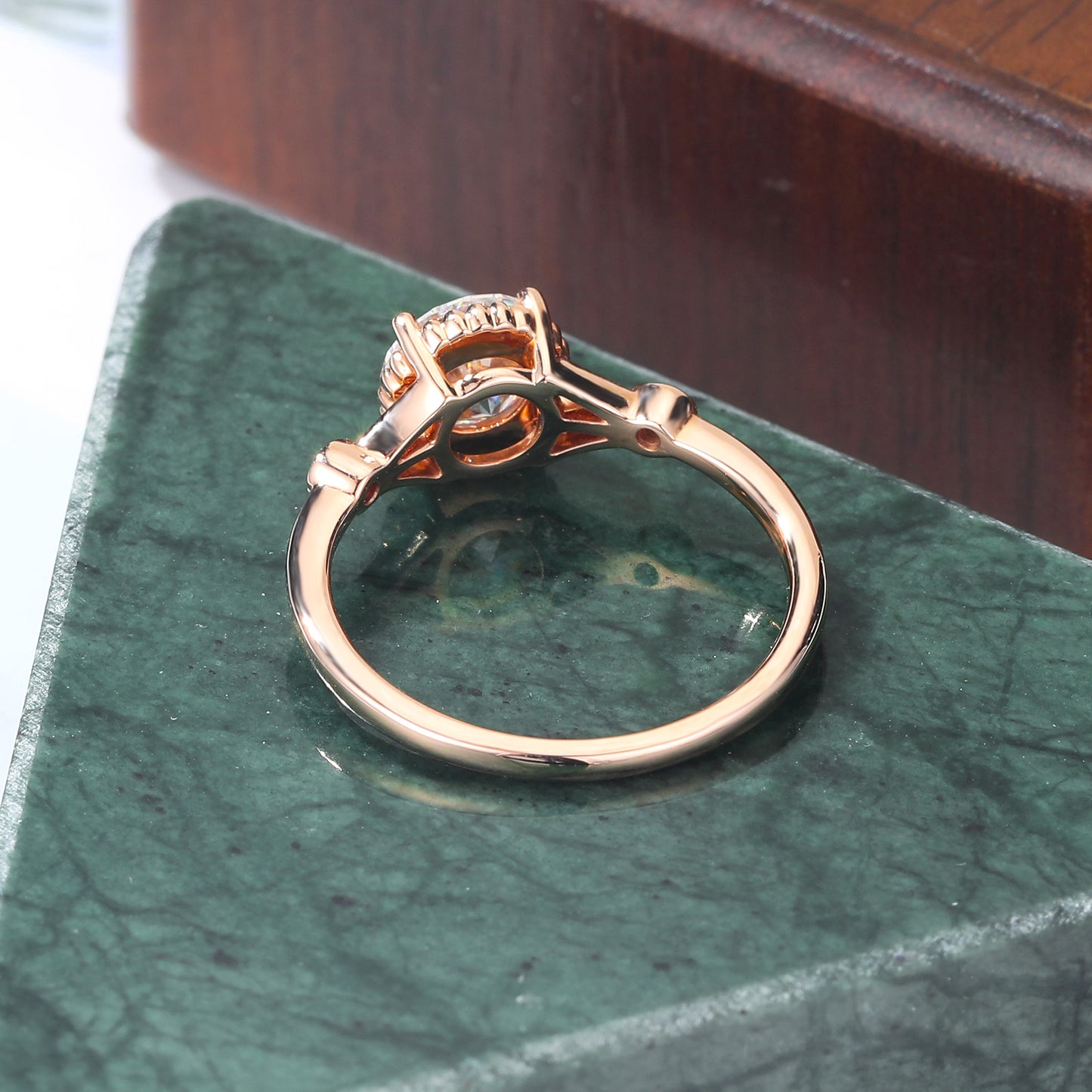 1.0ct Round cut moissanite rose gold engagement Ring.