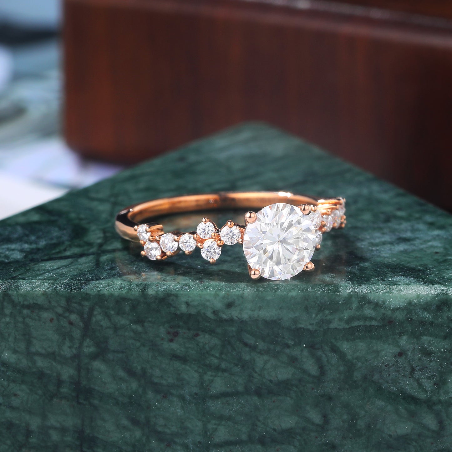 1.0ct Round cut moissanite rose gold engagement Ring.