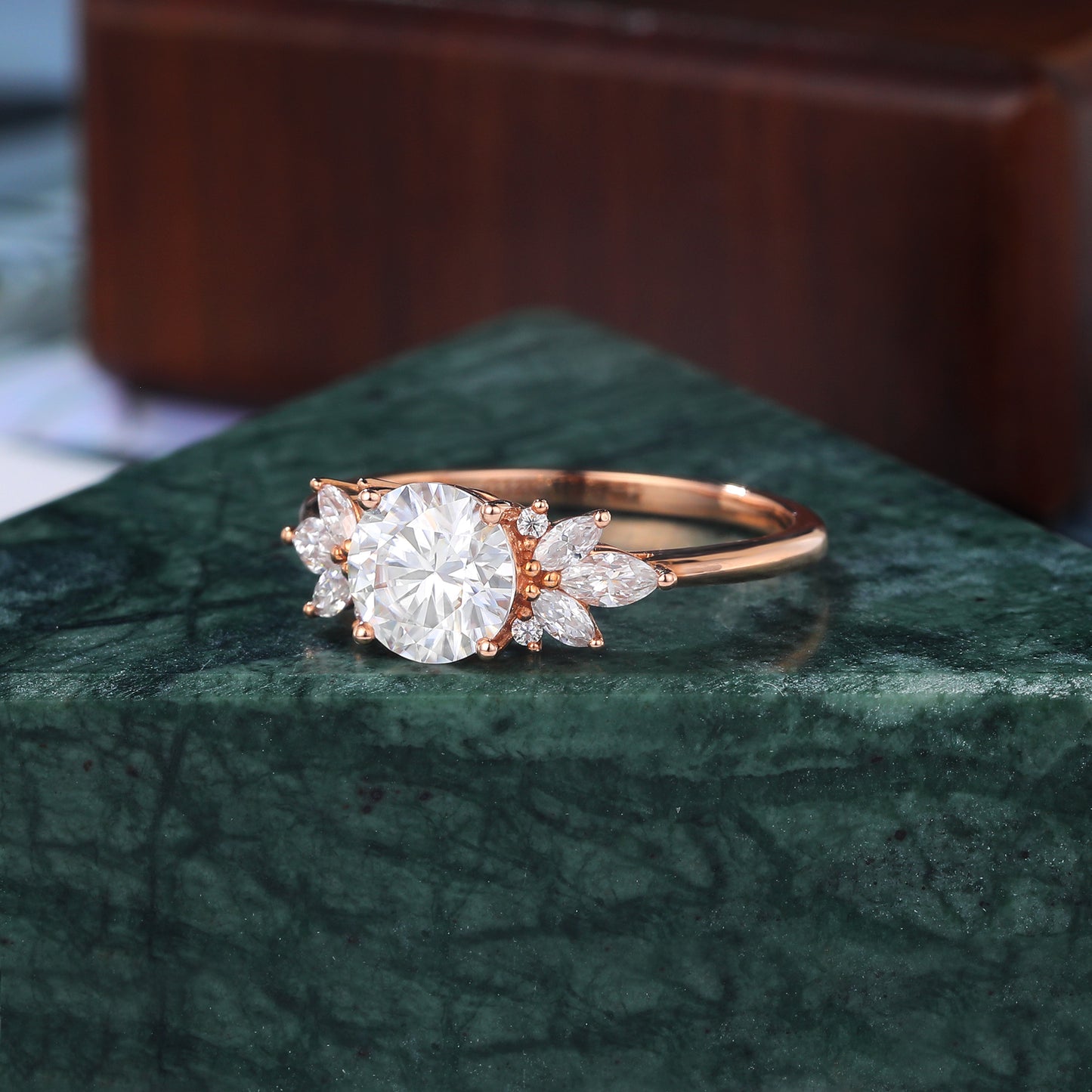 1.0CT Round cut moissanite rose gold engagement Ring. S925/10k/14k/18k.