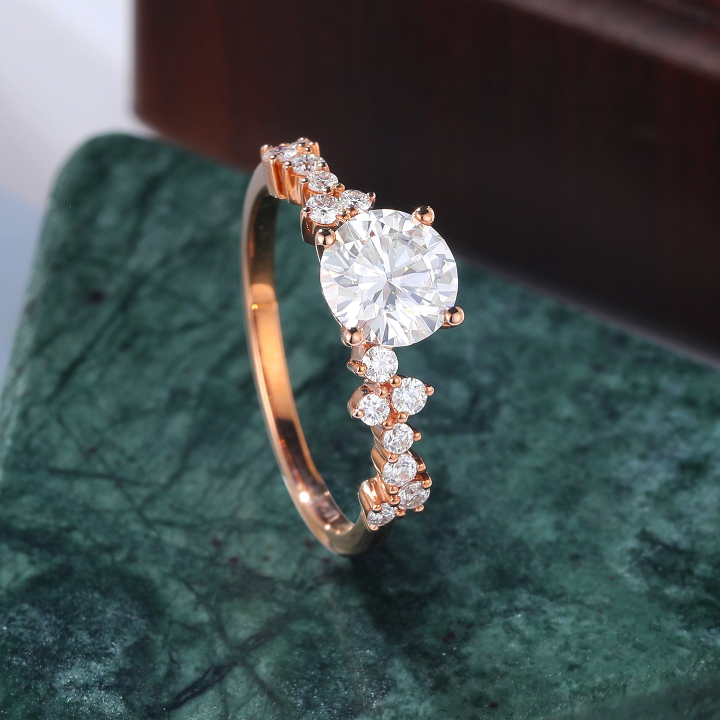 1.0ct Round cut moissanite rose gold engagement Ring.