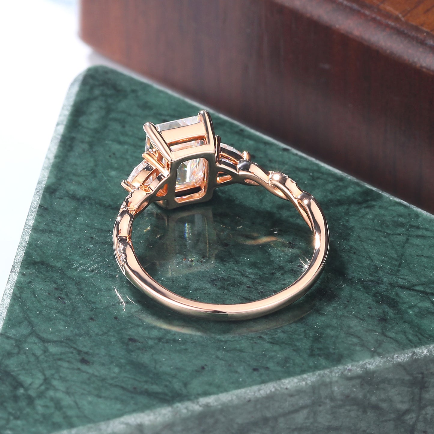 1.6ct Emerald cut Lab grown diamond rose gold engagement Ring.