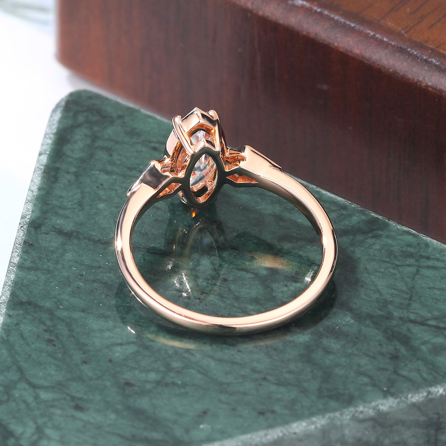 1.0CT Marquise cut moissanite rose gold engagement Ring.