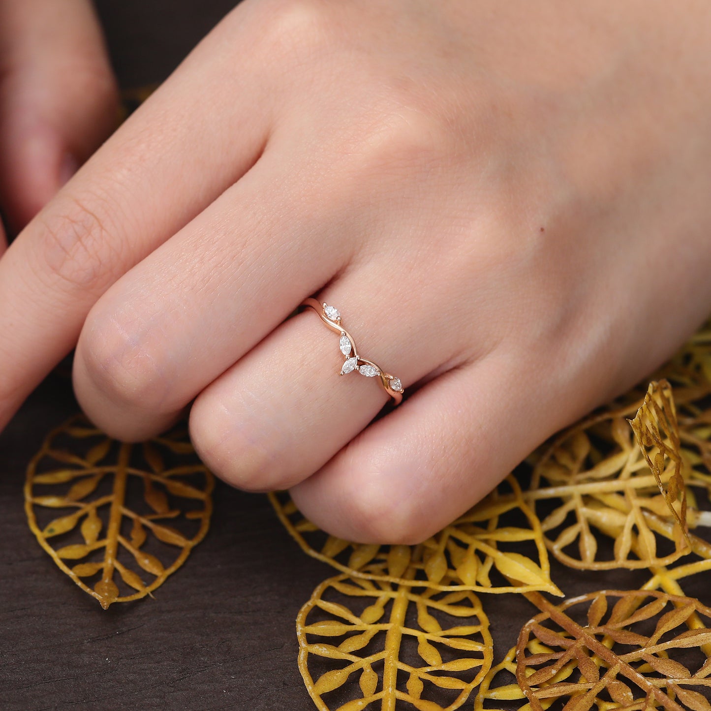 Art deco moissanite engagement ring vintage rose gold ring unique prong set anniversary promise bridal ring .10k/14k/18k gold