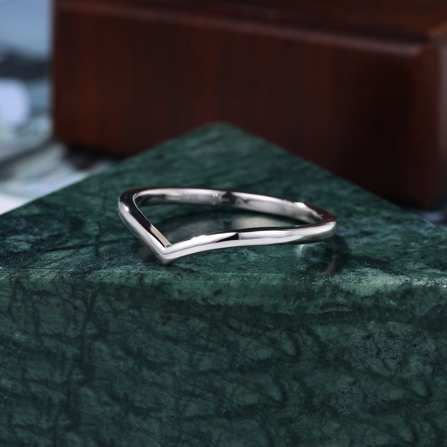Curved white gold wedding band. S925/10k/14k/18k gold. rose gold/white gold/yellow gold ring.