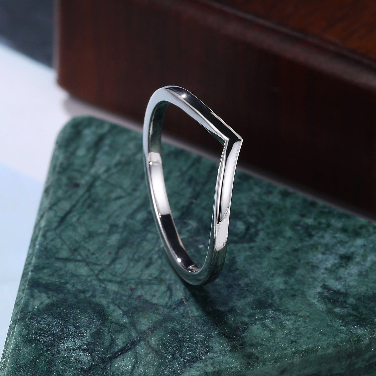 Curved white gold wedding band. S925/10k/14k/18k gold. rose gold/white gold/yellow gold ring.