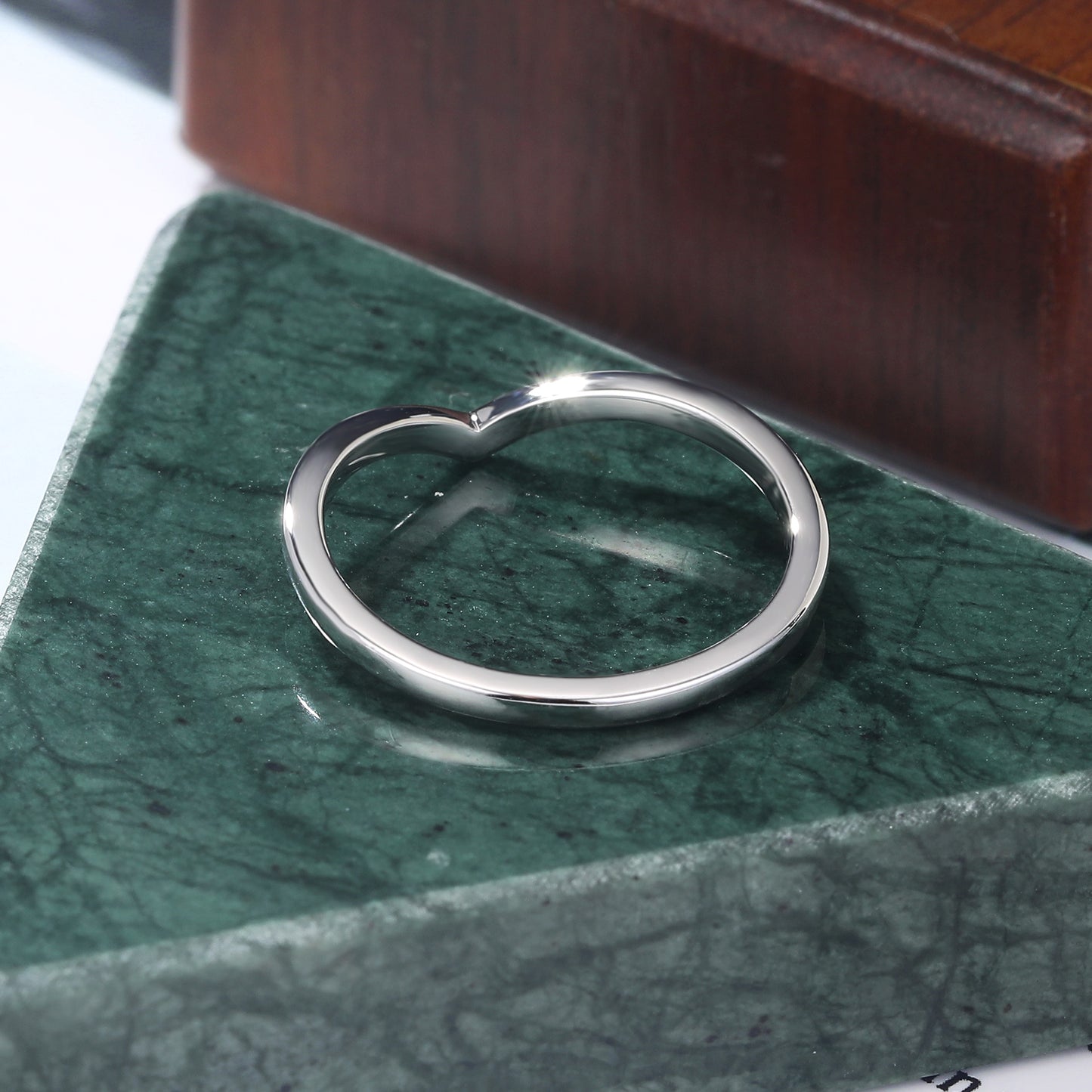 Curved white gold wedding band. S925/10k/14k/18k gold. rose gold/white gold/yellow gold ring.