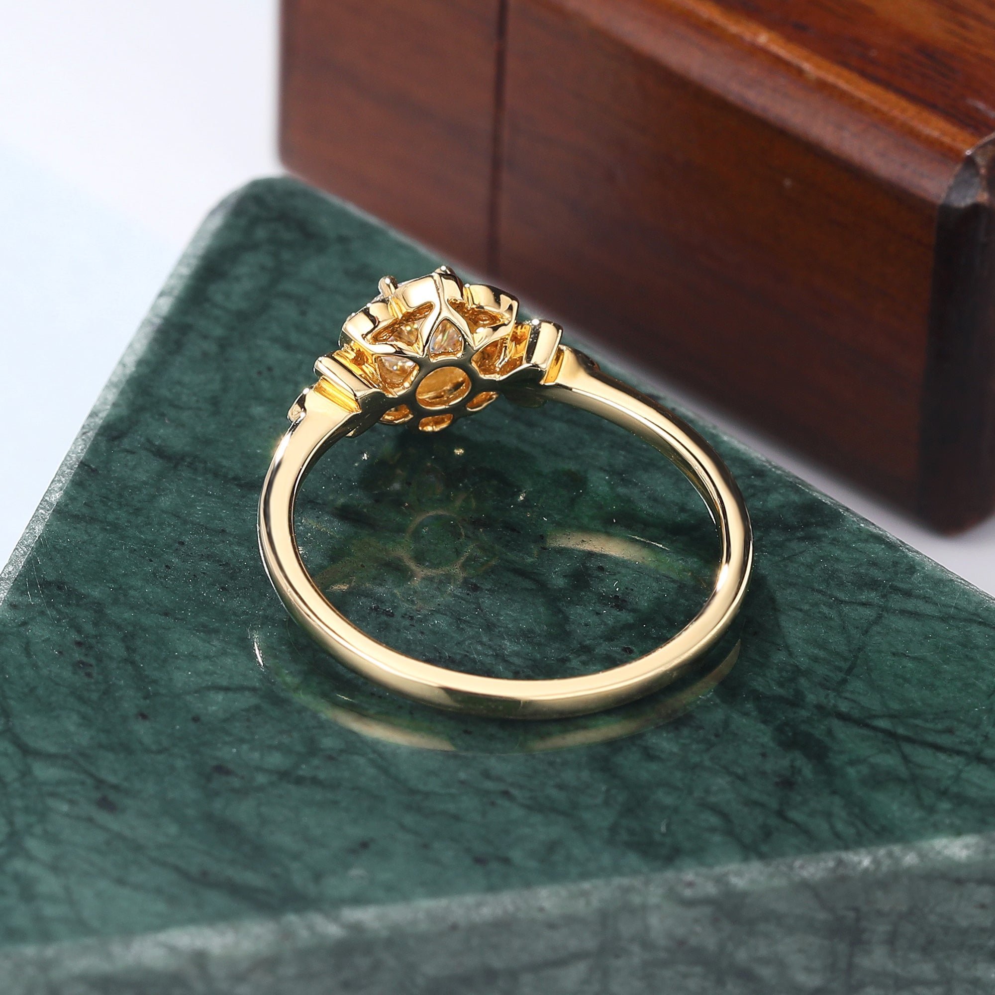 0.5ct Round cut Lab grown diamond yellow gold engagement Ring.