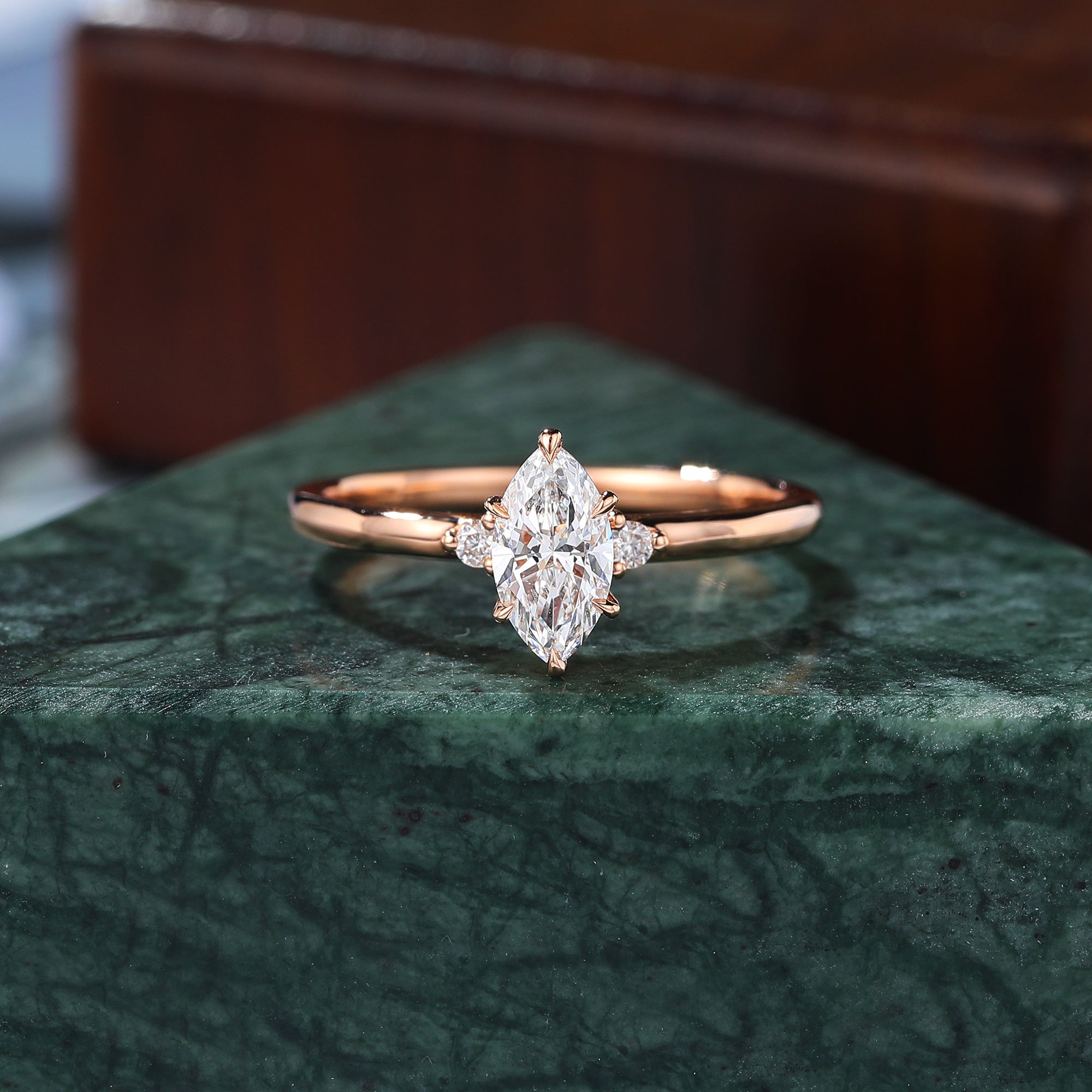 0.5ct Marquise cut Lab grown diamond rose gold engagement Ring.