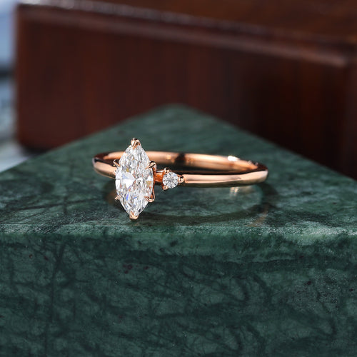 0.5ct Marquise cut Lab grown diamond rose gold engagement Ring.