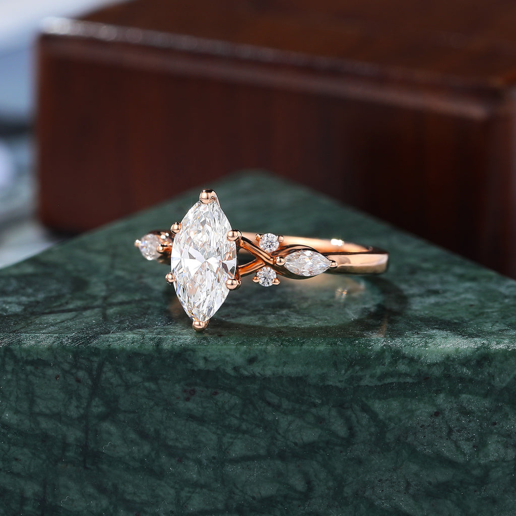 Marquise cut Lab grown diamond rose gold engagement Ring.