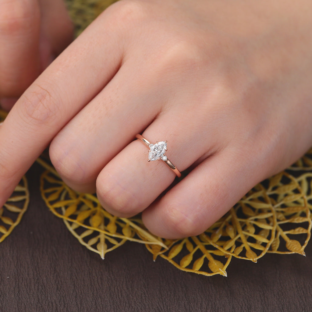 0.5ct Marquise cut Lab grown diamond rose gold engagement Ring.