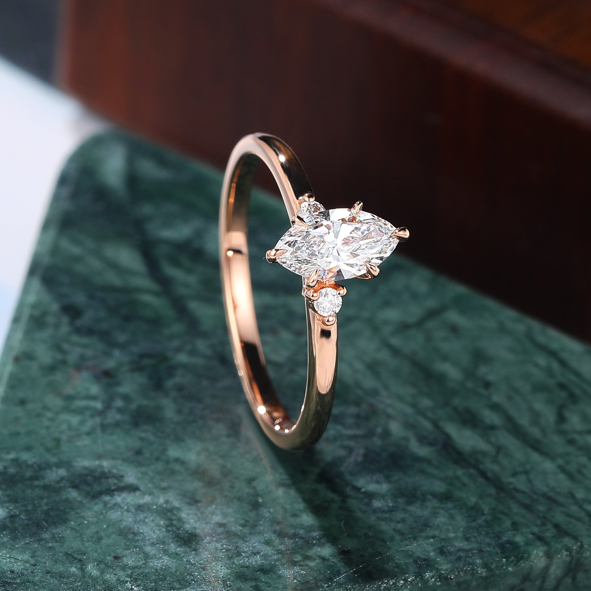 0.5ct Marquise cut Lab grown diamond rose gold engagement Ring.