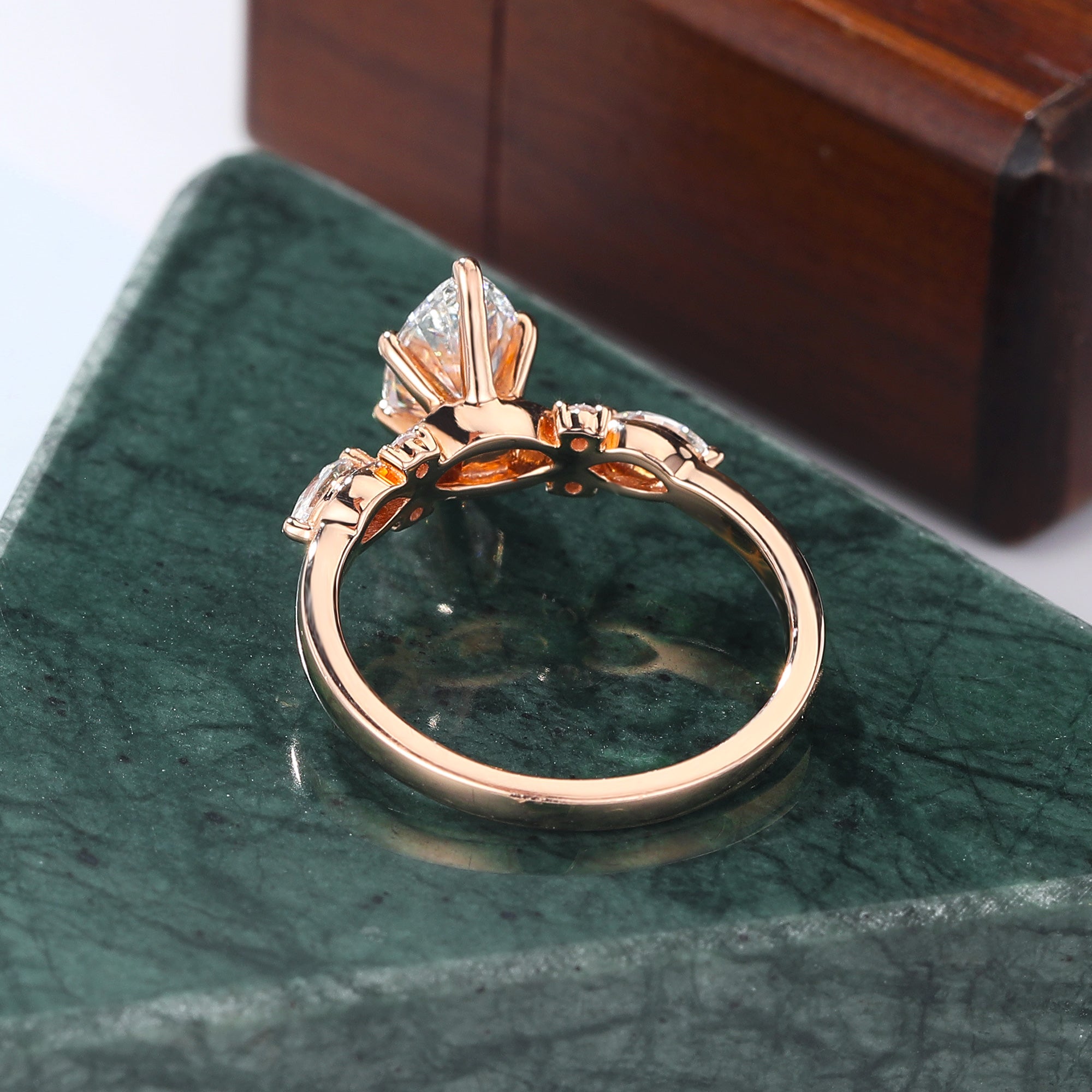 Marquise cut Lab grown diamond rose gold engagement Ring.