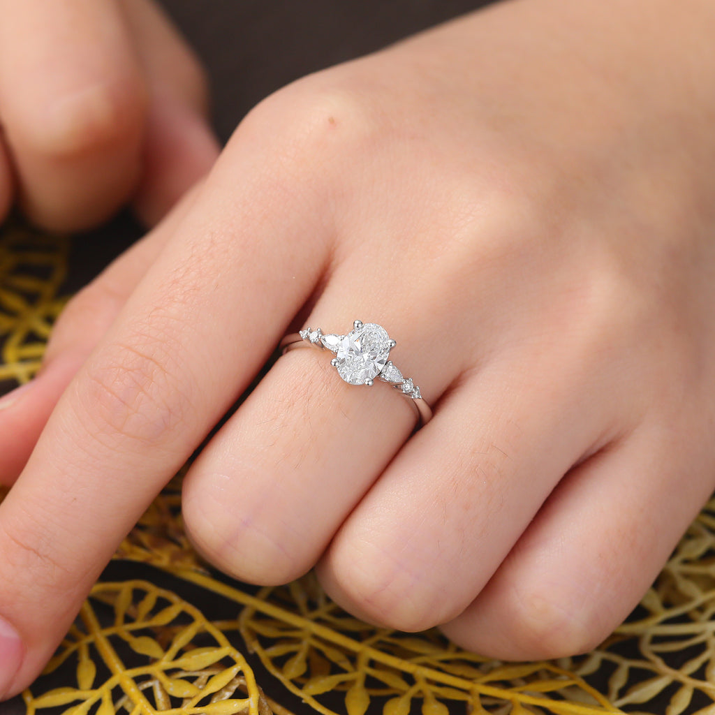 1.1ct Oval cut Lab grown diamond white gold engagement Ring