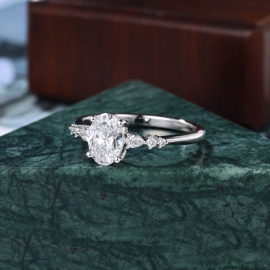 1.1ct Oval cut Lab grown diamond white gold engagement Ring