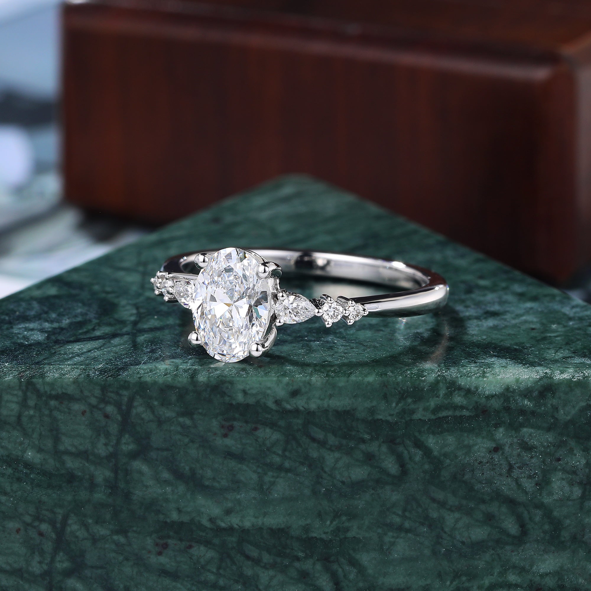 1.1ct Oval cut Lab grown diamond white gold engagement Ring