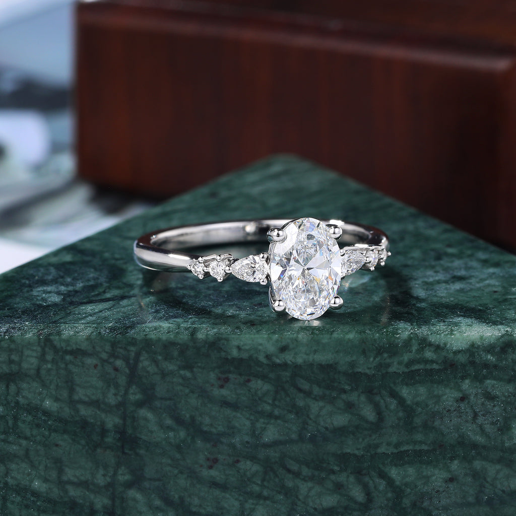 1.1ct Oval cut Lab grown diamond white gold engagement Ring