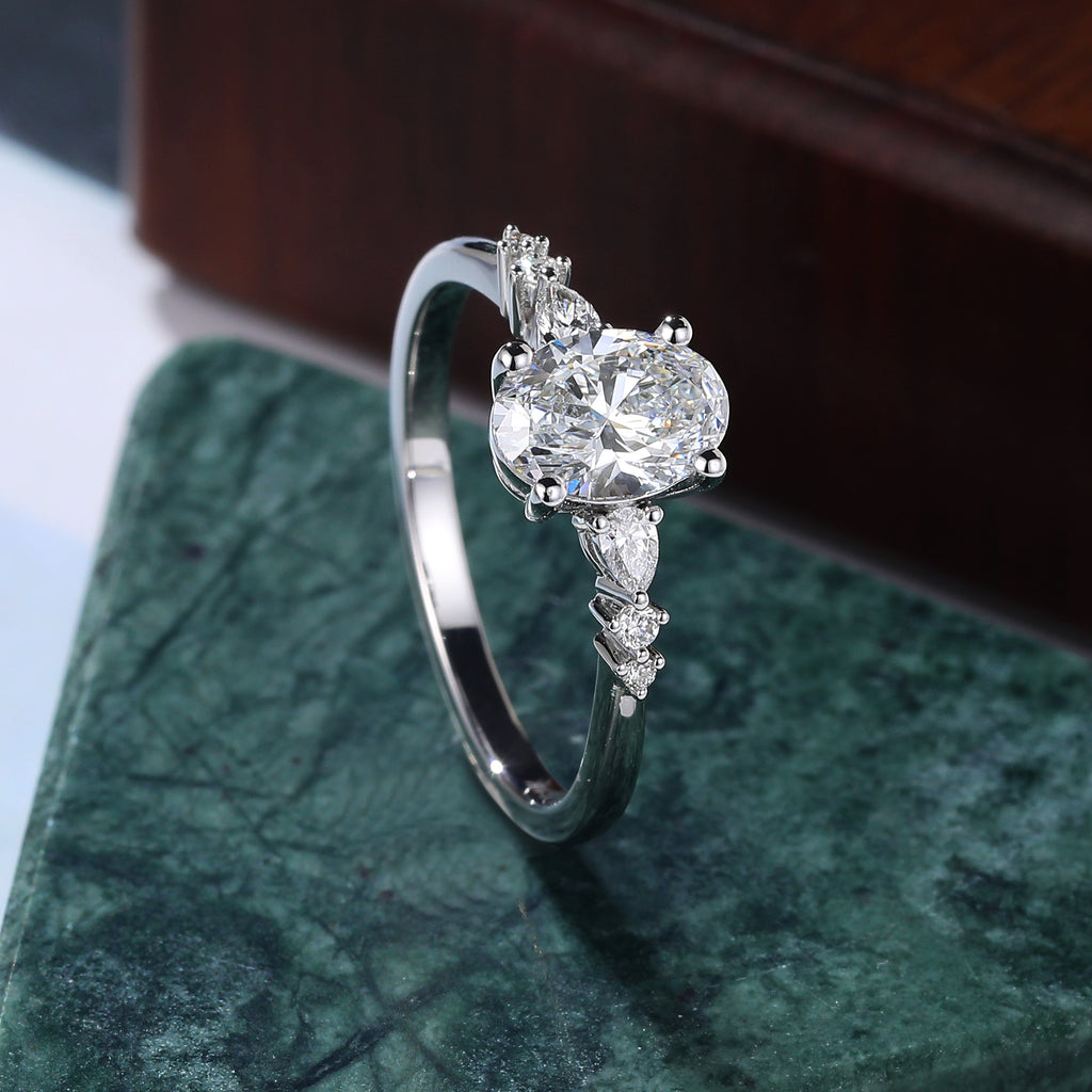 1.1ct Oval cut Lab grown diamond white gold engagement Ring