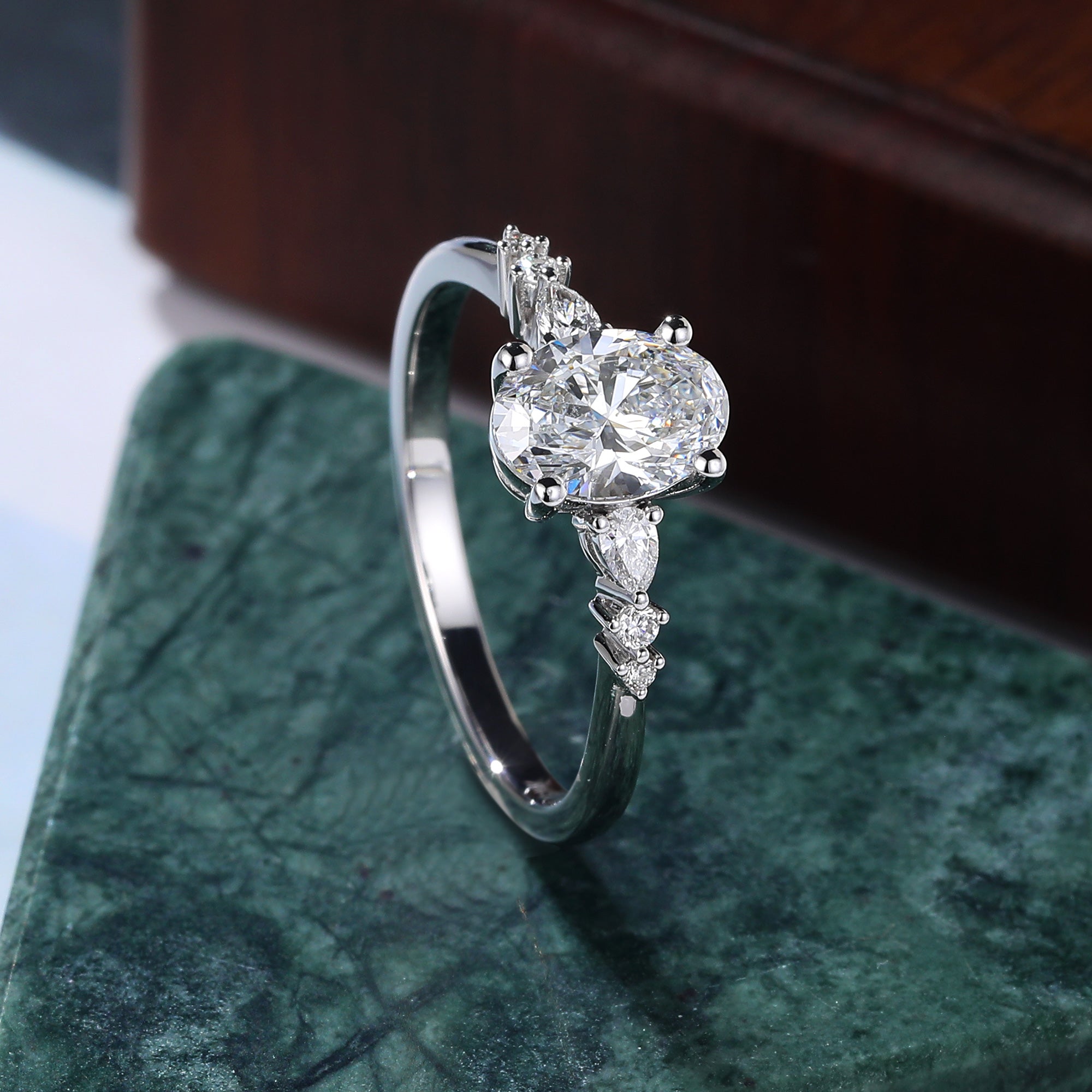 1.1ct Oval cut Lab grown diamond white gold engagement Ring