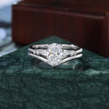 1.1ct Oval cut Lab grown Diamond white gold Engagement Ring Set .