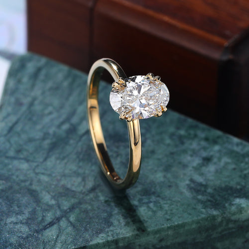 1.28CT Oval cut Lab grown diamond yellow gold engagement Ring.