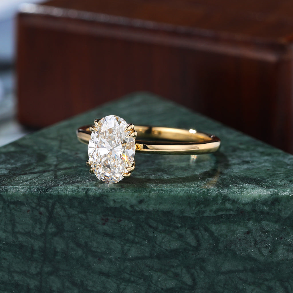 1.28CT Oval cut Lab grown diamond yellow gold engagement Ring.