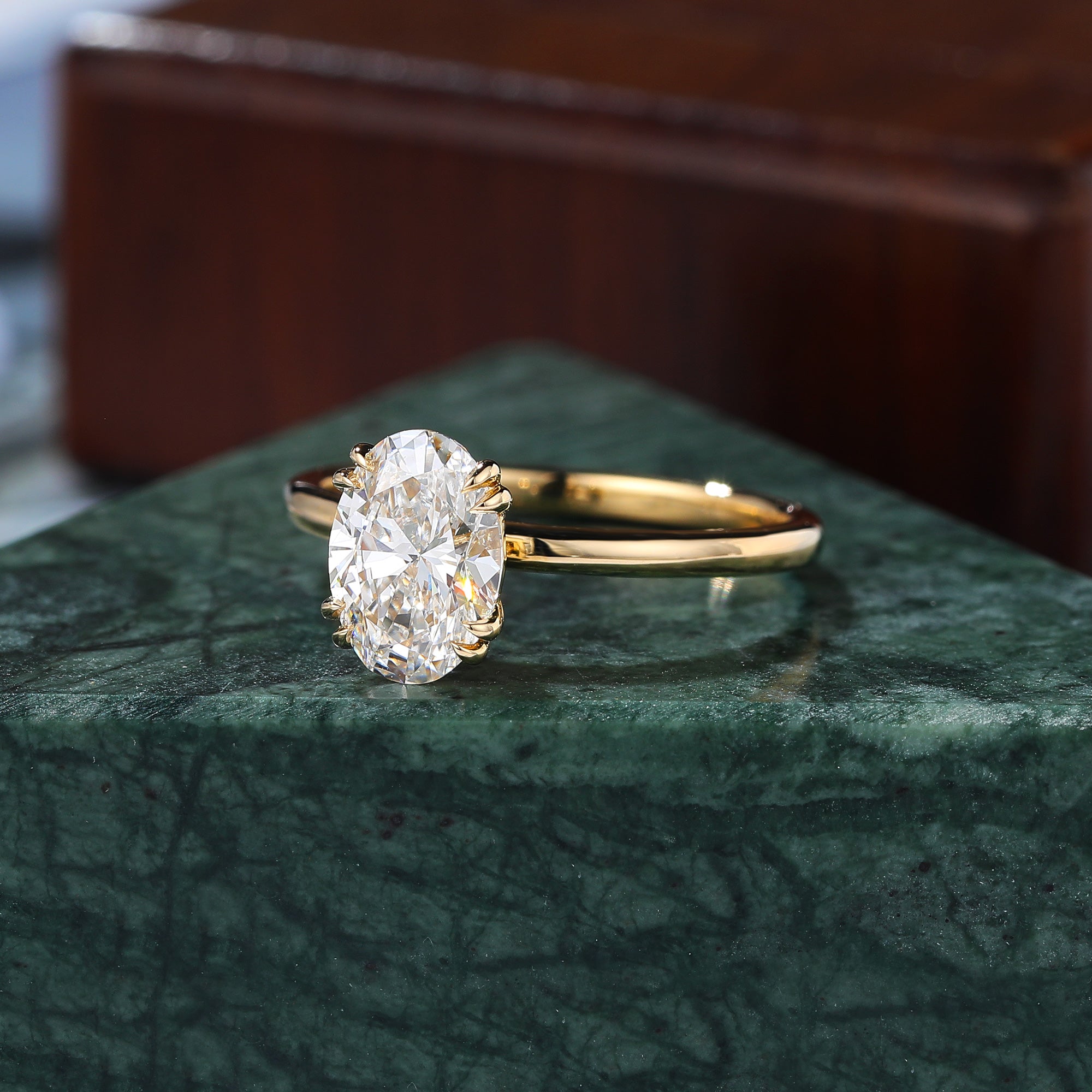 1.28CT Oval cut Lab grown diamond yellow gold engagement Ring.