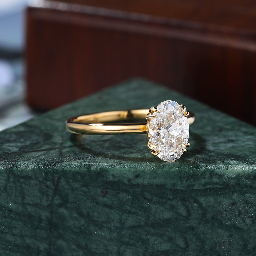 1.28CT Oval cut Lab grown diamond yellow gold engagement Ring.