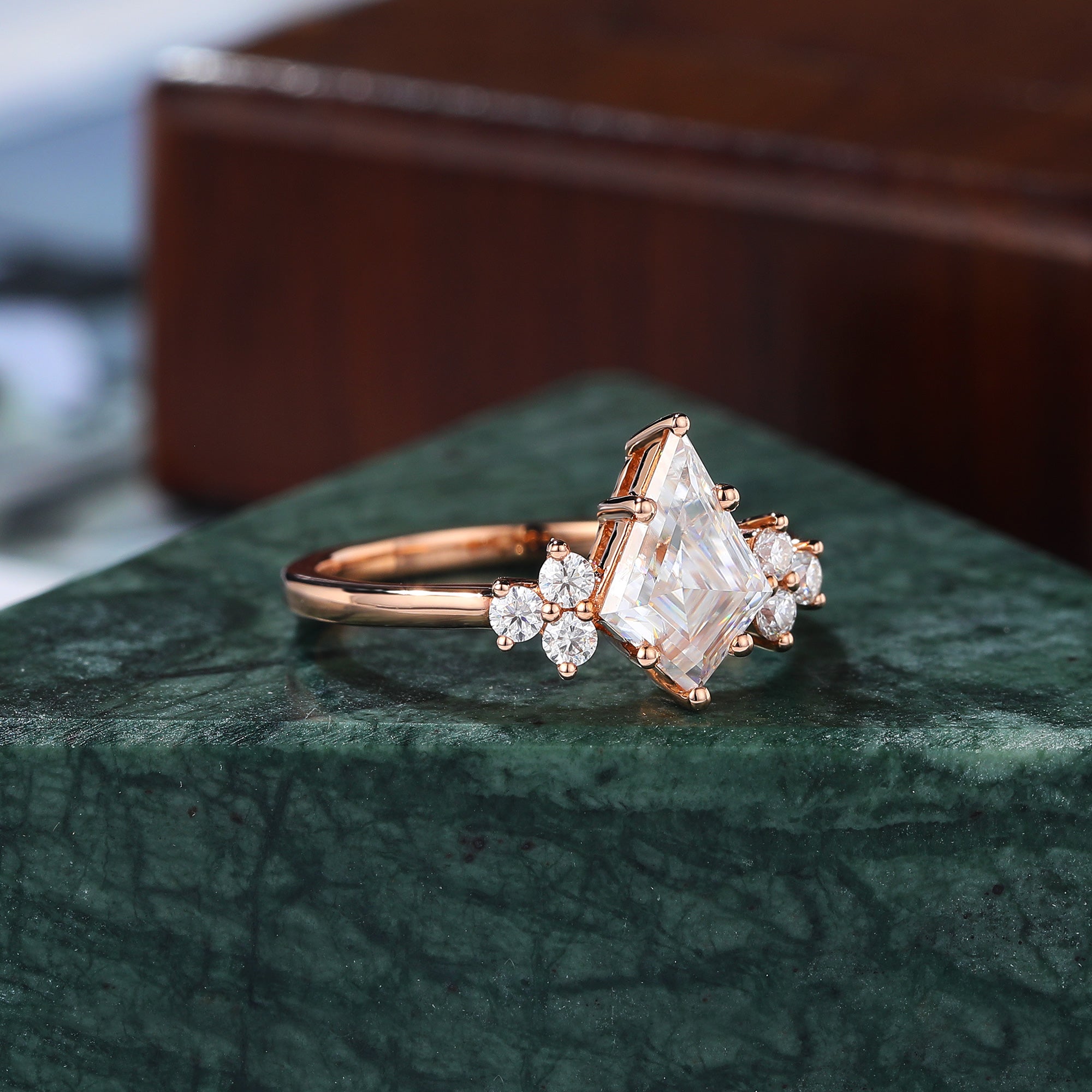 1.2ct Kite cut Lab grown diamond rose gold engagement Ring.