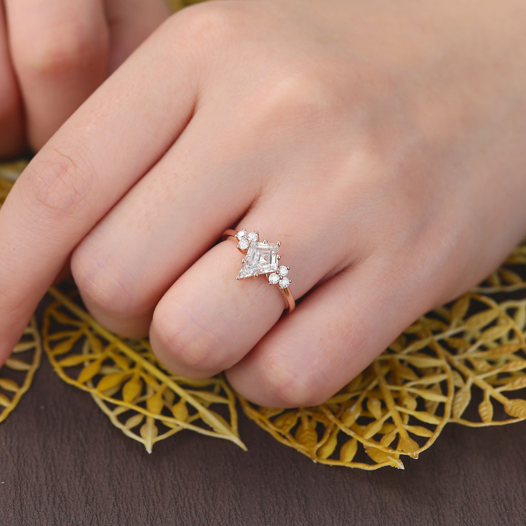 1.2ct Kite cut Lab grown diamond rose gold engagement Ring.