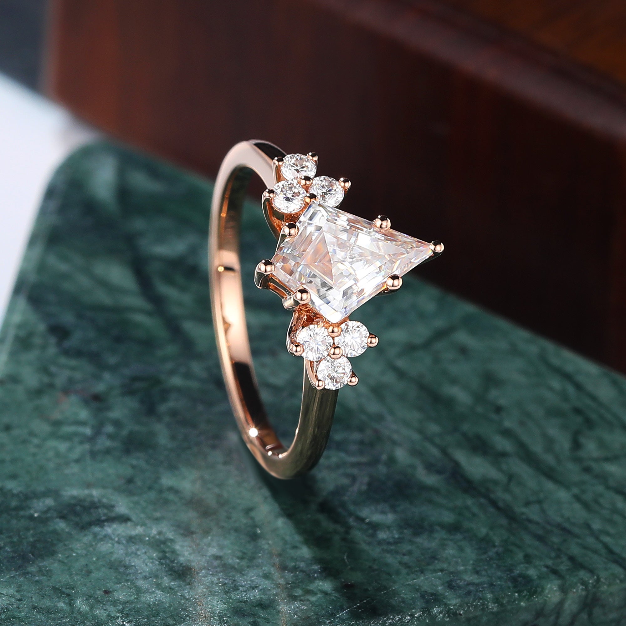1.2ct Kite cut Lab grown diamond rose gold engagement Ring.