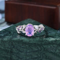 Oval cut Lavender Amethyst white gold engagement Ring.