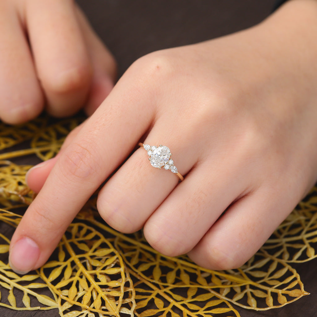 1.5ct Oval cut Lab grown diamond rose gold engagement Ring.