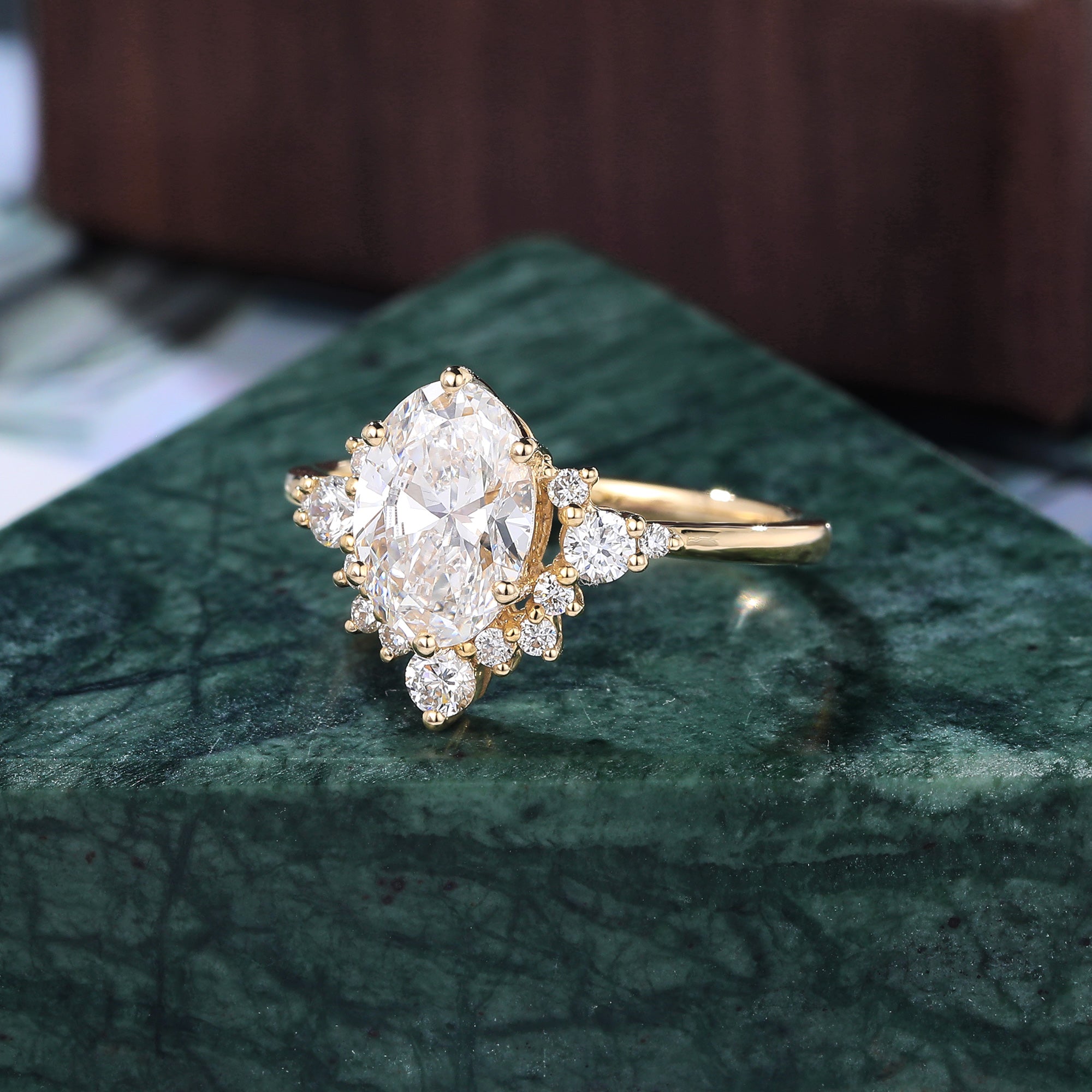 1.5ct Oval cut Lab grown diamond yellow gold engagement Ring.