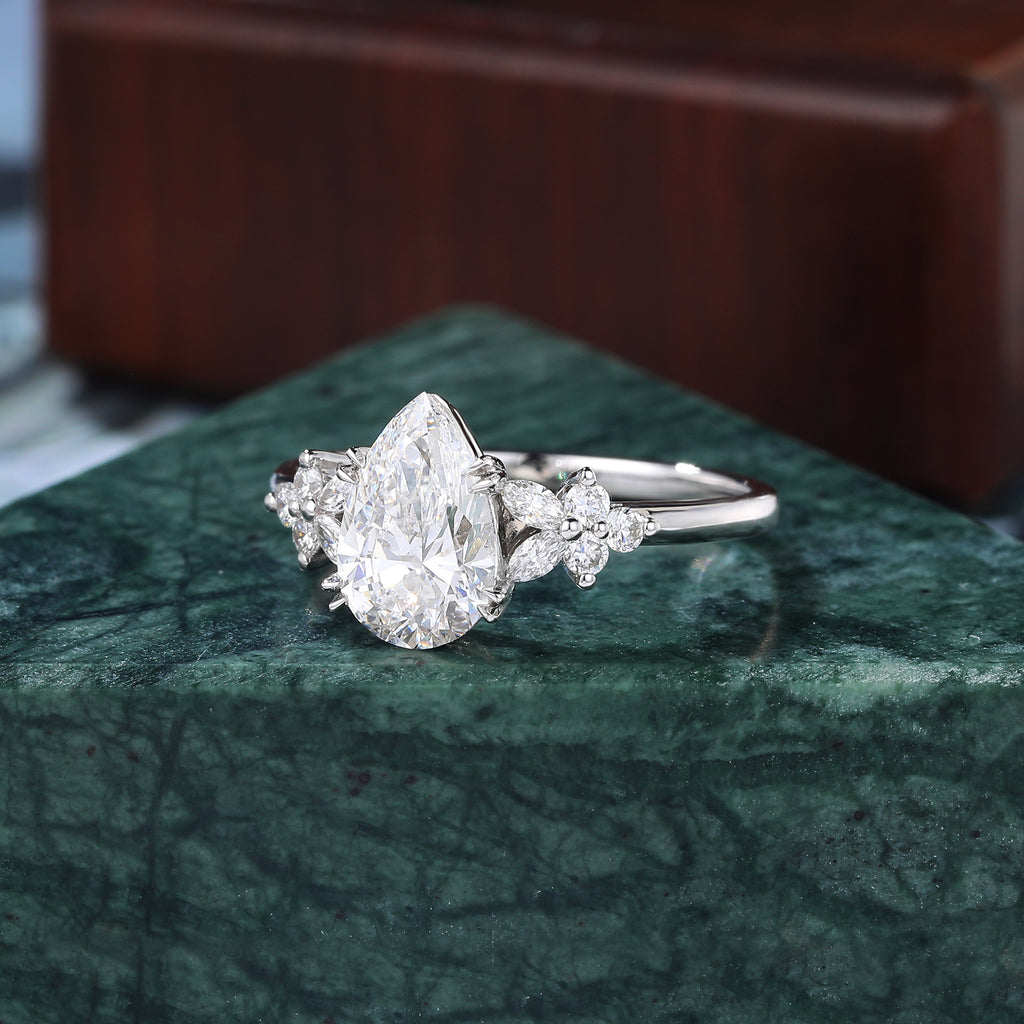 1.5ct Pear shape Lab grown diamond white gold engagement Ring.