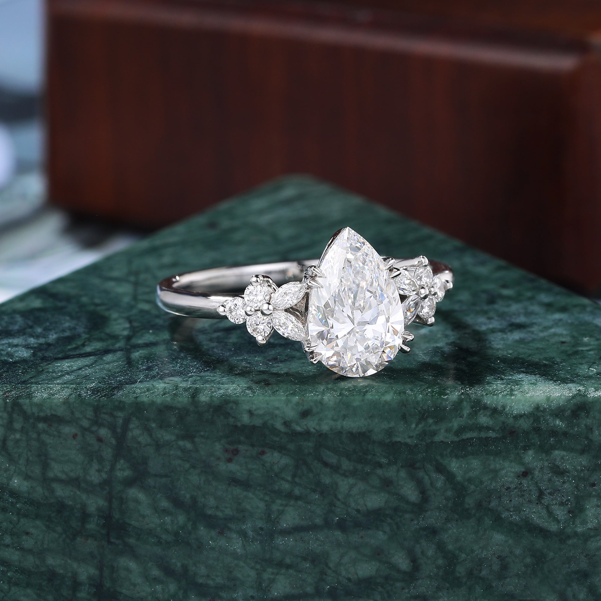 1.5ct Pear shape Lab grown diamond white gold engagement Ring.