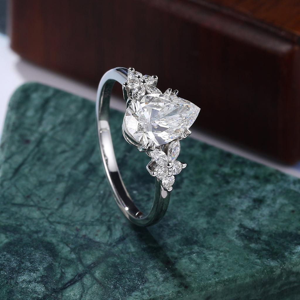 1.5ct Pear shape Lab grown diamond white gold engagement Ring.