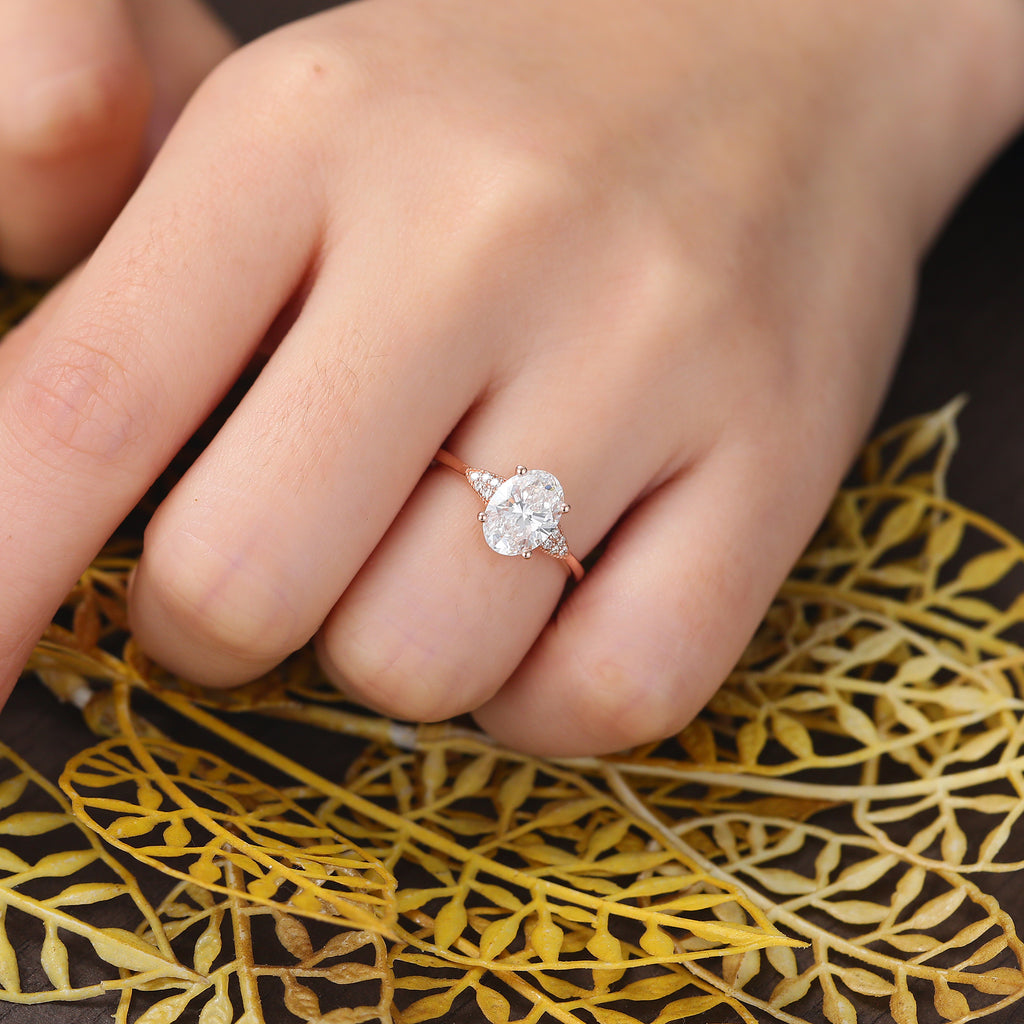 1.6ct Oval cut Lab grown diamond rose gold engagement Ring.