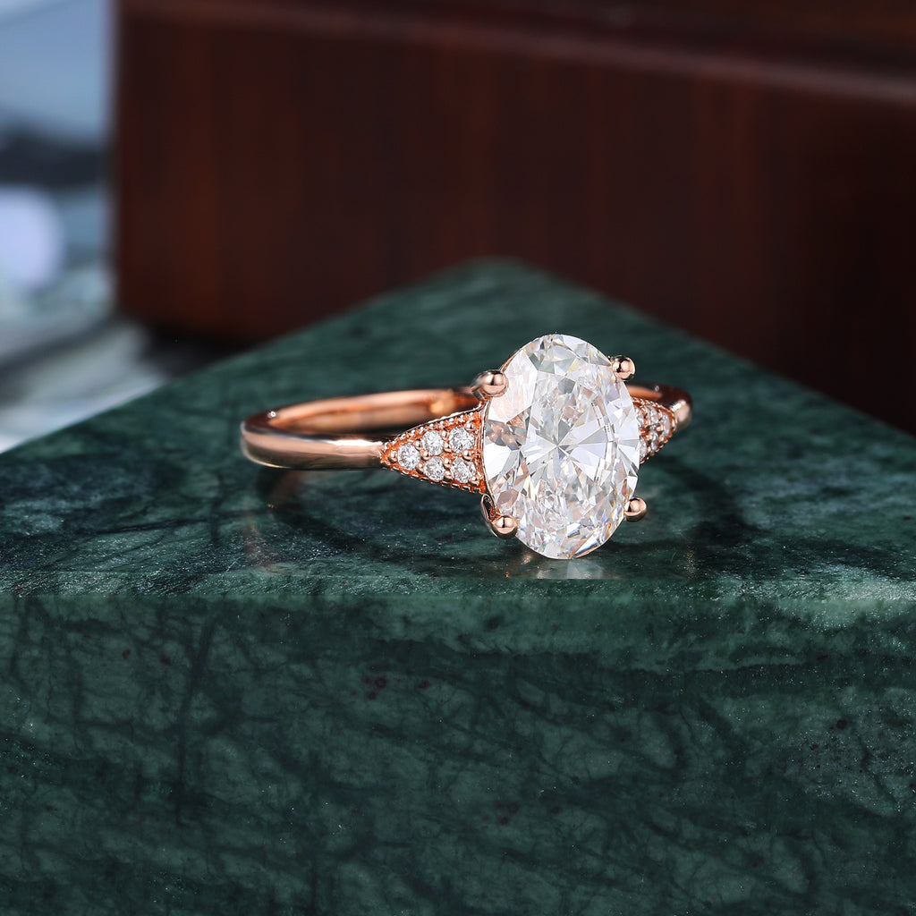 1.6ct Oval cut Lab grown diamond rose gold engagement Ring.