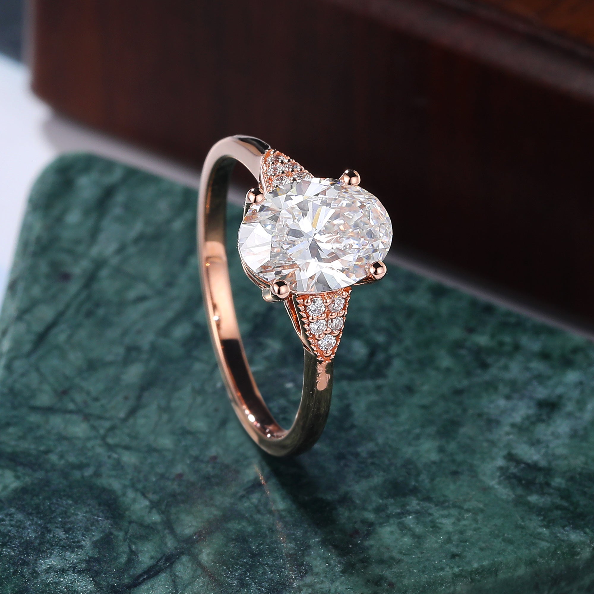 1.6ct Oval cut Lab grown diamond rose gold engagement Ring.